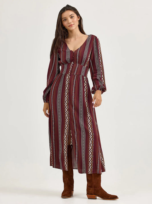 Women's Princess Waist Button Front Maxi Dress