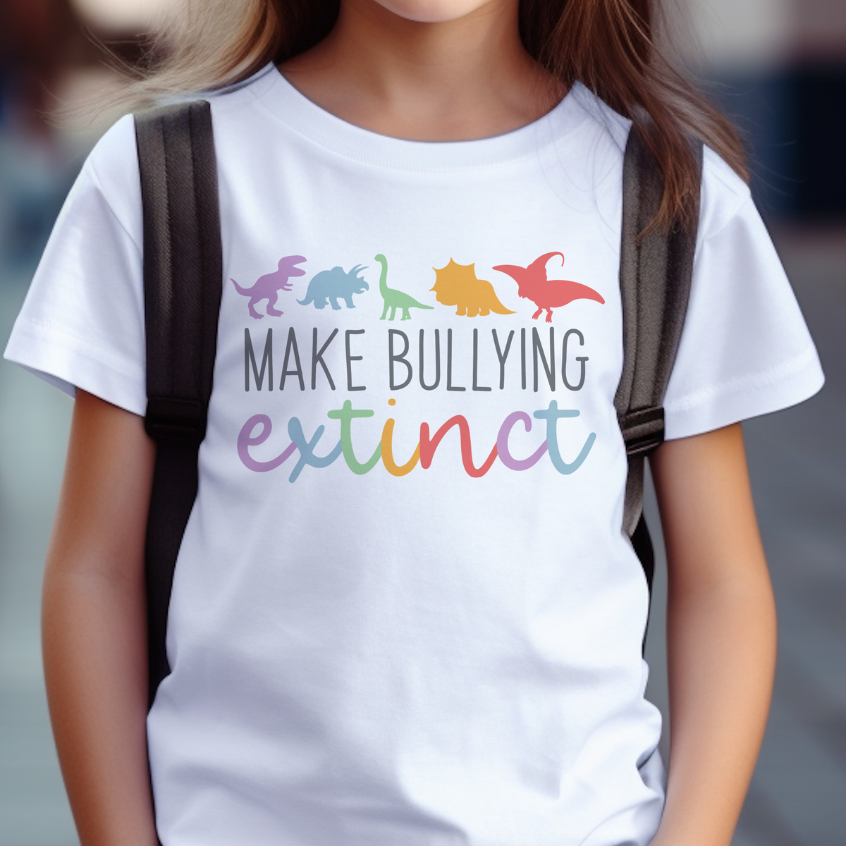 Kids School Lets Make Bullying Extinct Dinosaur Graphic Tee