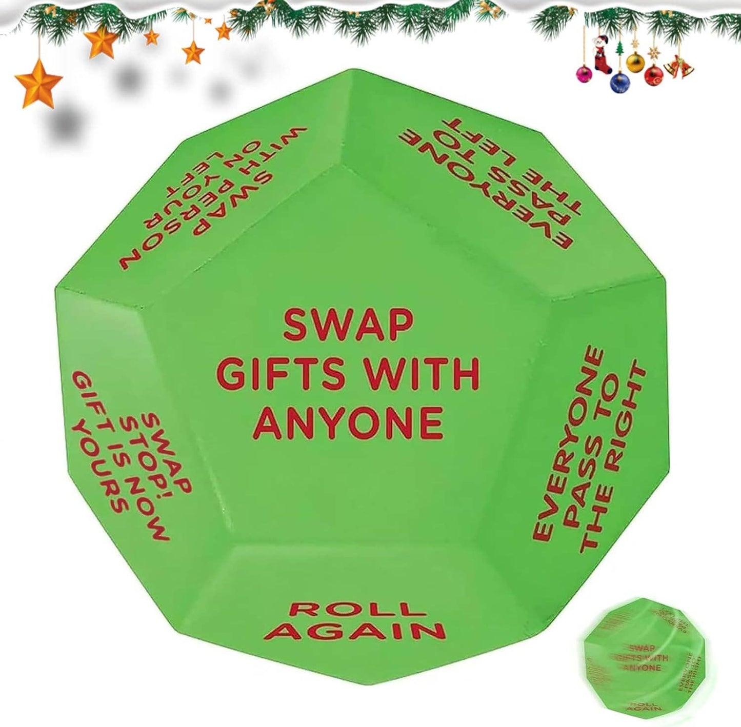 Cykapu - Santa Swap Gift Exchange Dice, 3*3in Exchange Gifts Family Game, Christmas Stockings Gift Exchange Dice Games