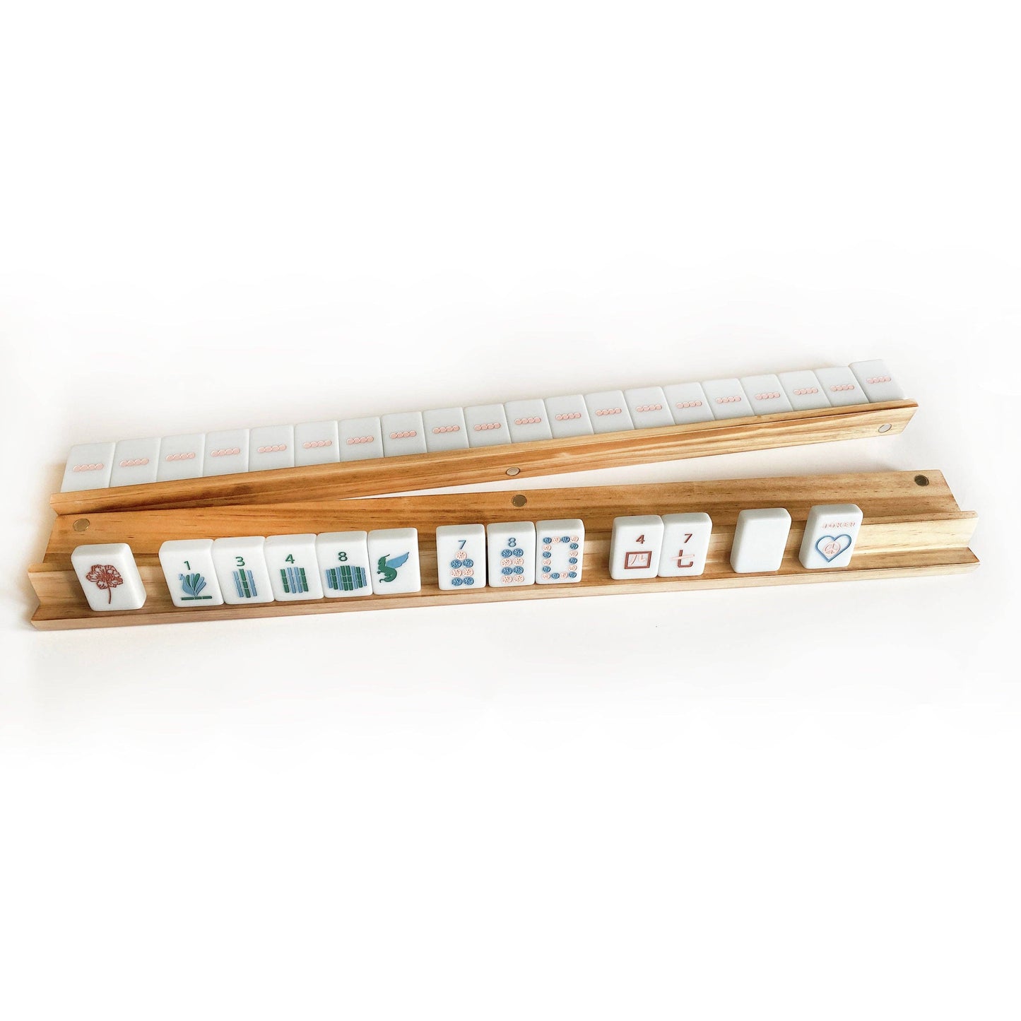 Peace Love Mahjong - Mahjong Racks & Pushers (Set of 4) OAK