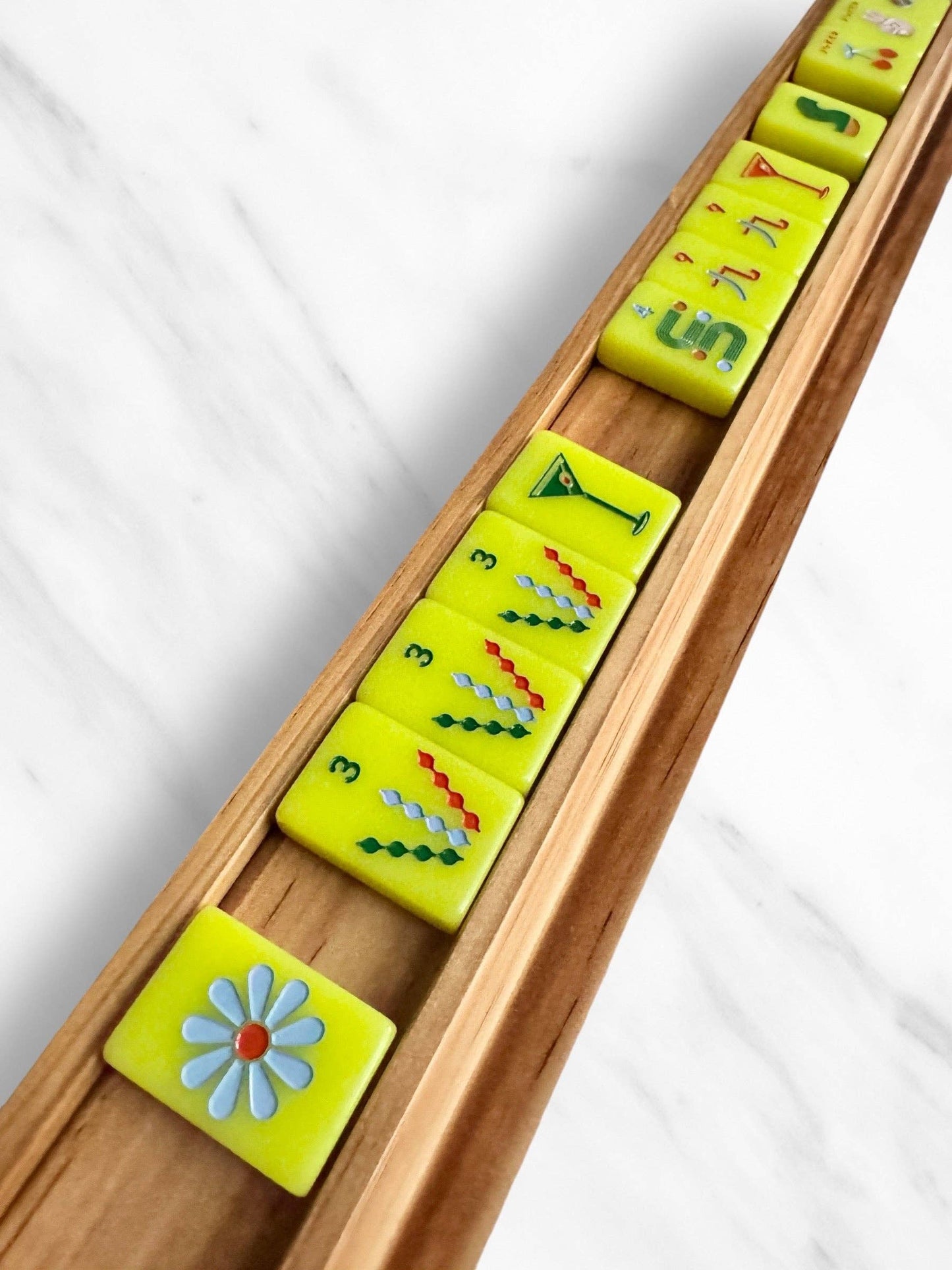 Peace Love Mahjong - Mahjong Racks & Pushers (Set of 4) OAK
