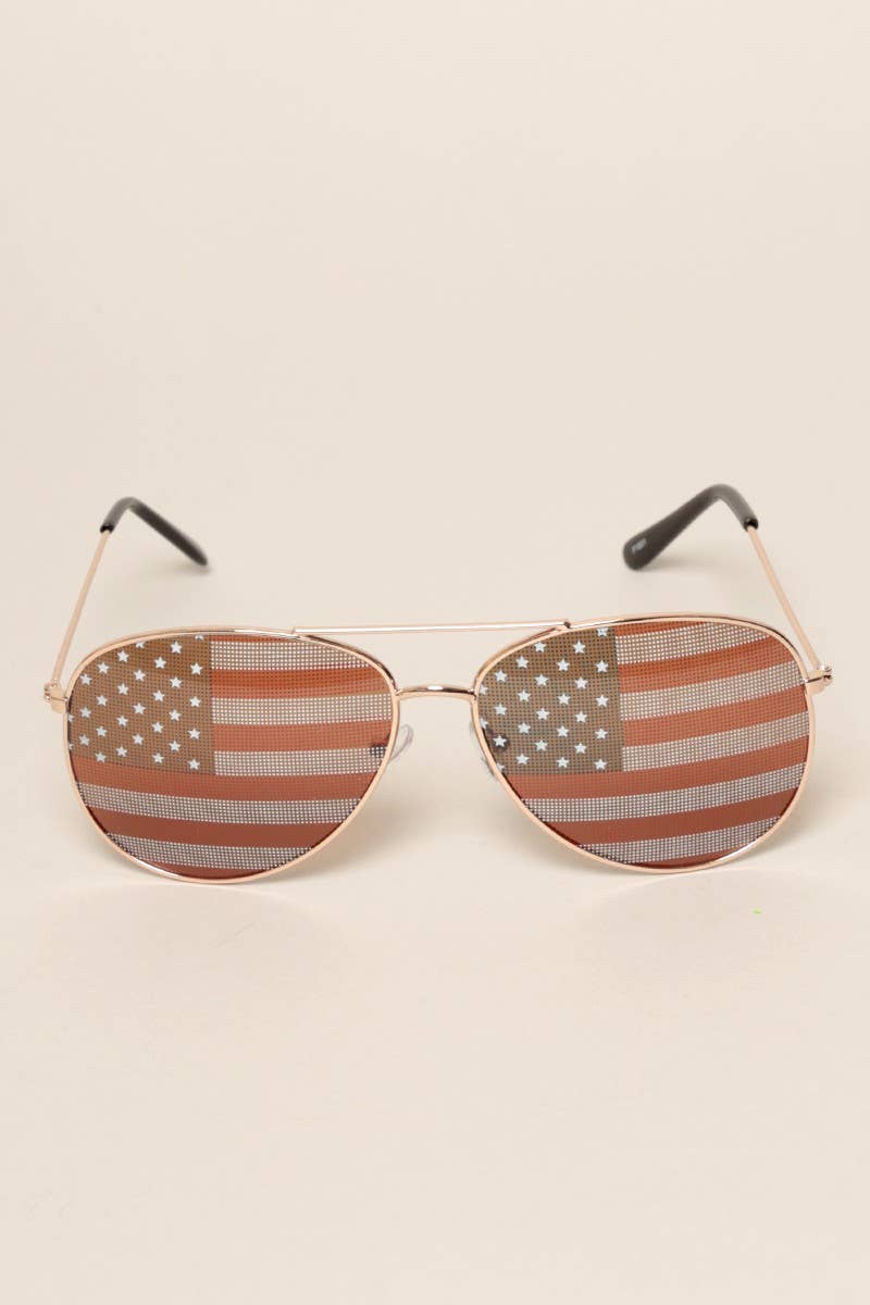 Fashion City - USA American Flags Aviator Sunglasses