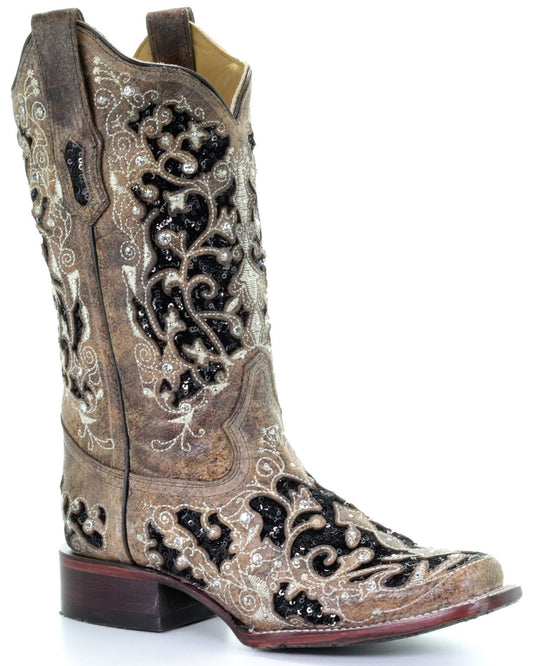 Corral Women's Sequin Inlay Boots - Square Toe