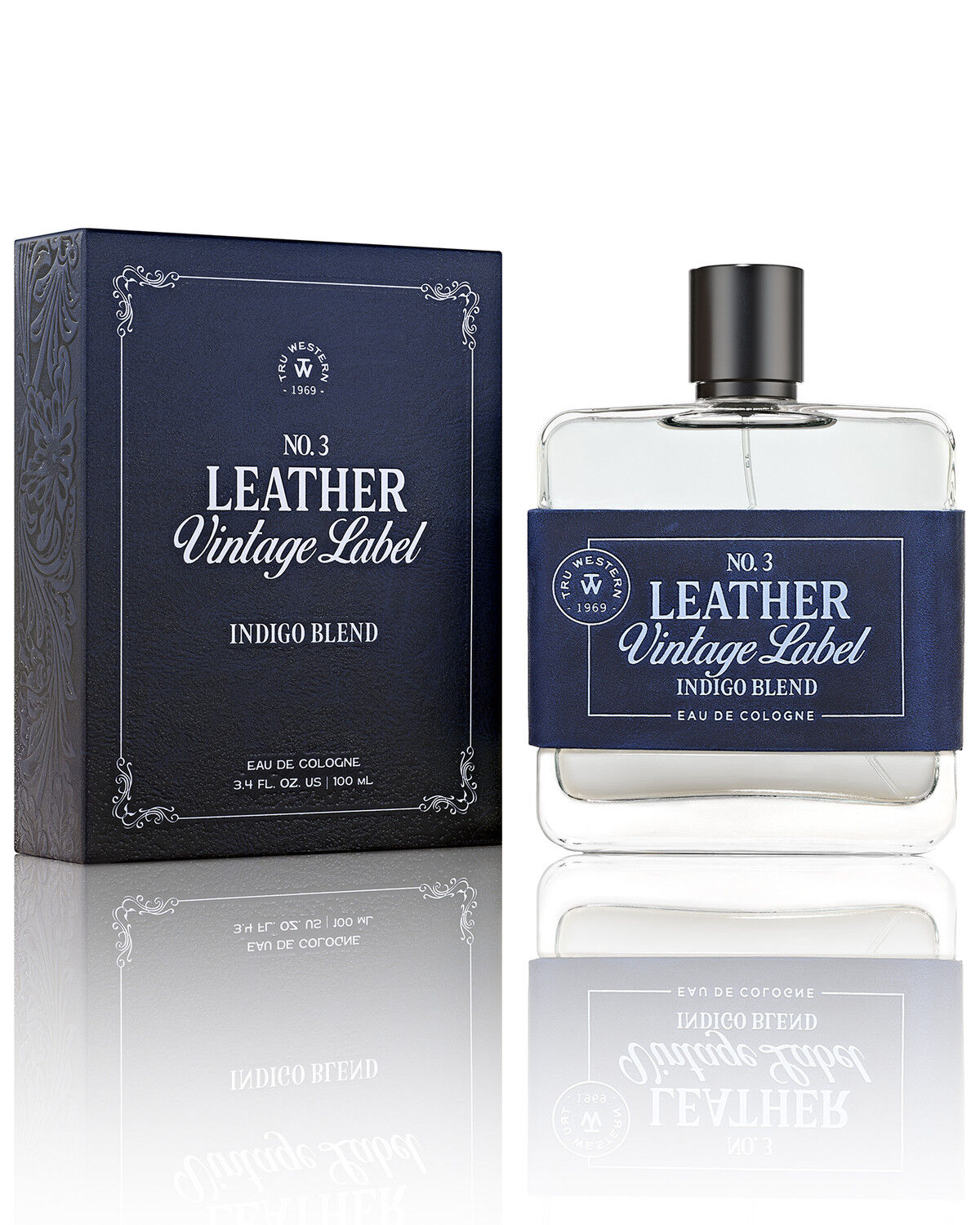 Tru Western NO. 3 LEATHER Vintage Label Indigo Blend Men's Cologne