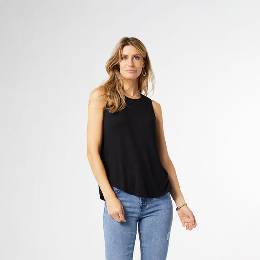 Erin Pleat Back Tank - Black L/XL