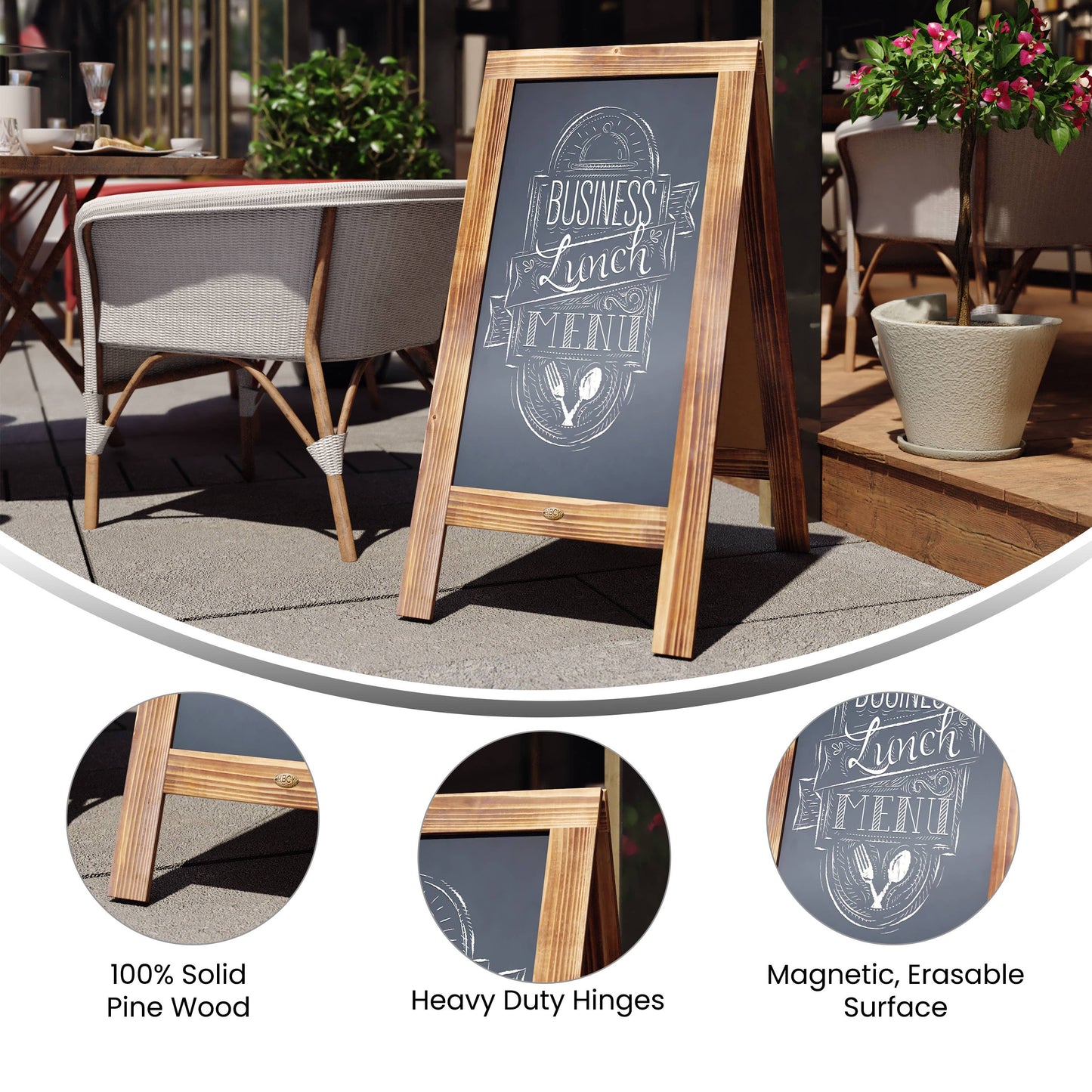 Flash Furniture - HBCY Rustic Brown Wooden A-Frame Magnetic Chalkboard