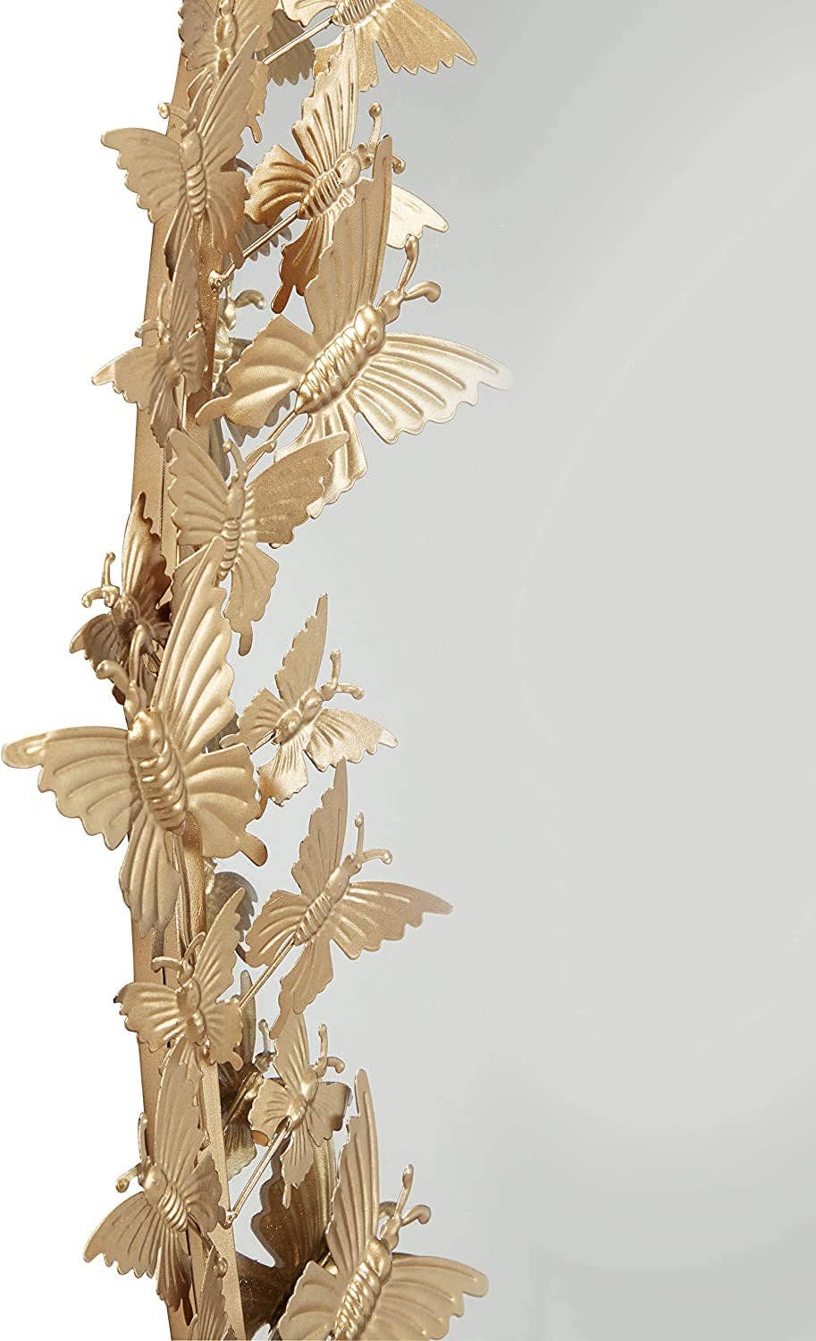 ShipItFurniture - Golden Metal Butterfly Oval 3D Wall Mirror, 19 X 5 X 33