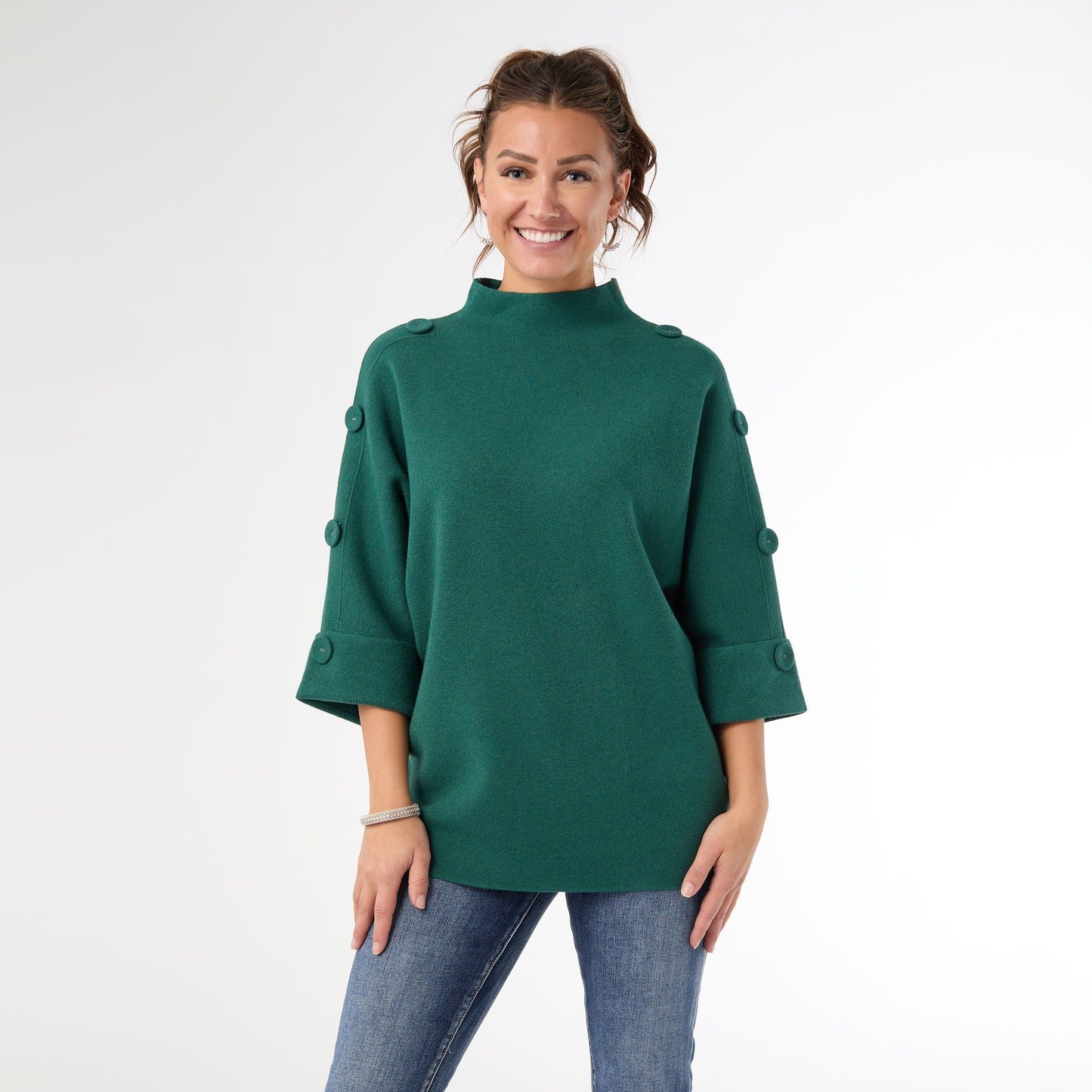 L/XL - Heavenly-Luxe Elbow Sleeve Funnel Neck...
