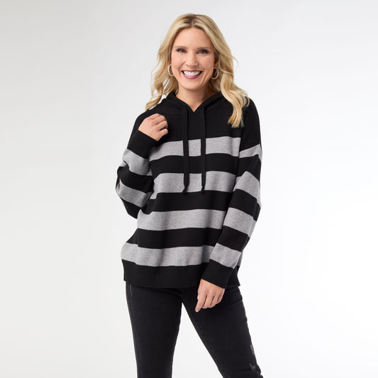 S/M - Heavenly-Luxe Stripe Pullover with Hood...