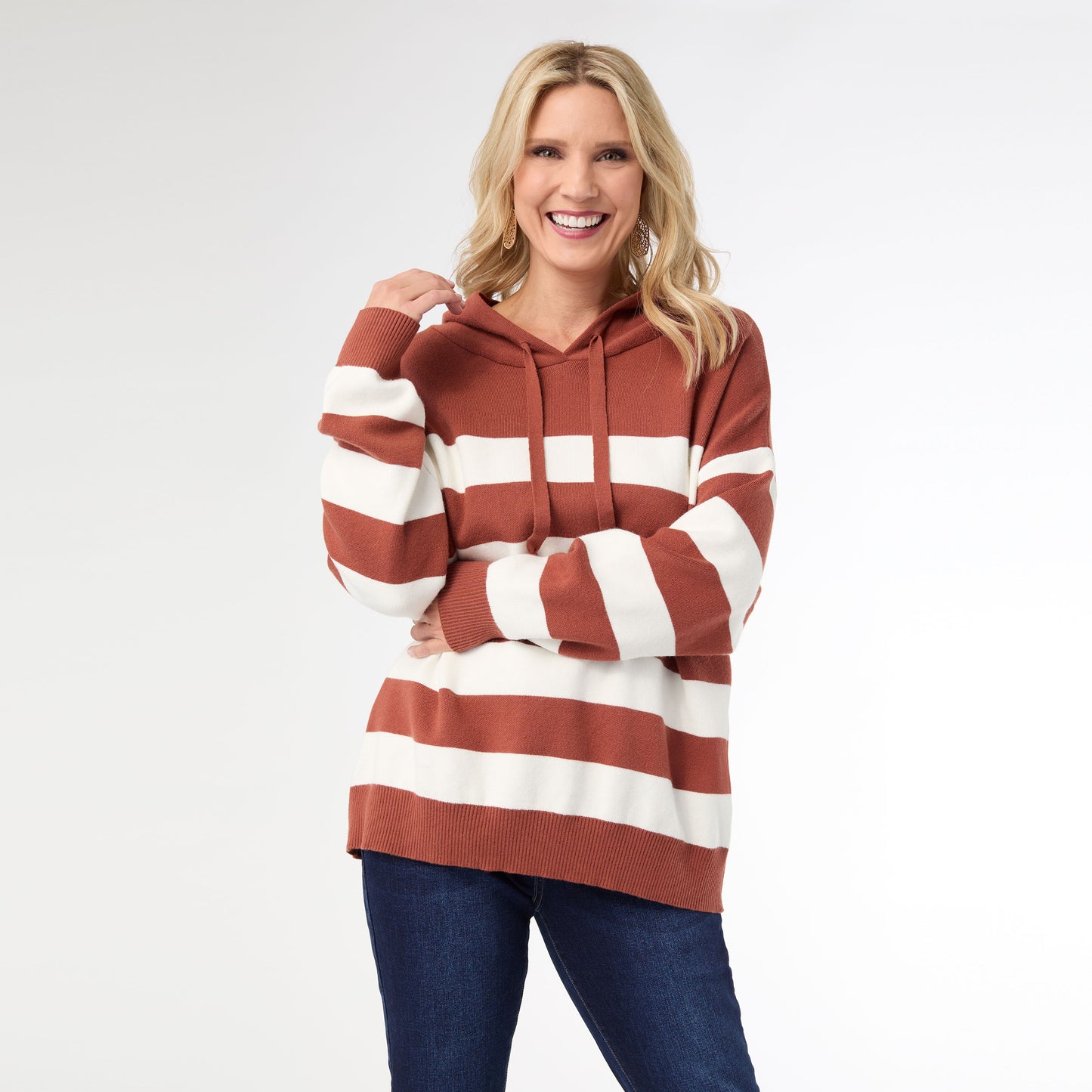 L/XL - Heavenly-Luxe Stripe Pullover with Hood...