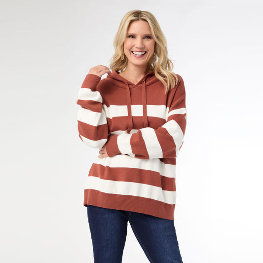 L/XL - Heavenly-Luxe Stripe Pullover with Hood...