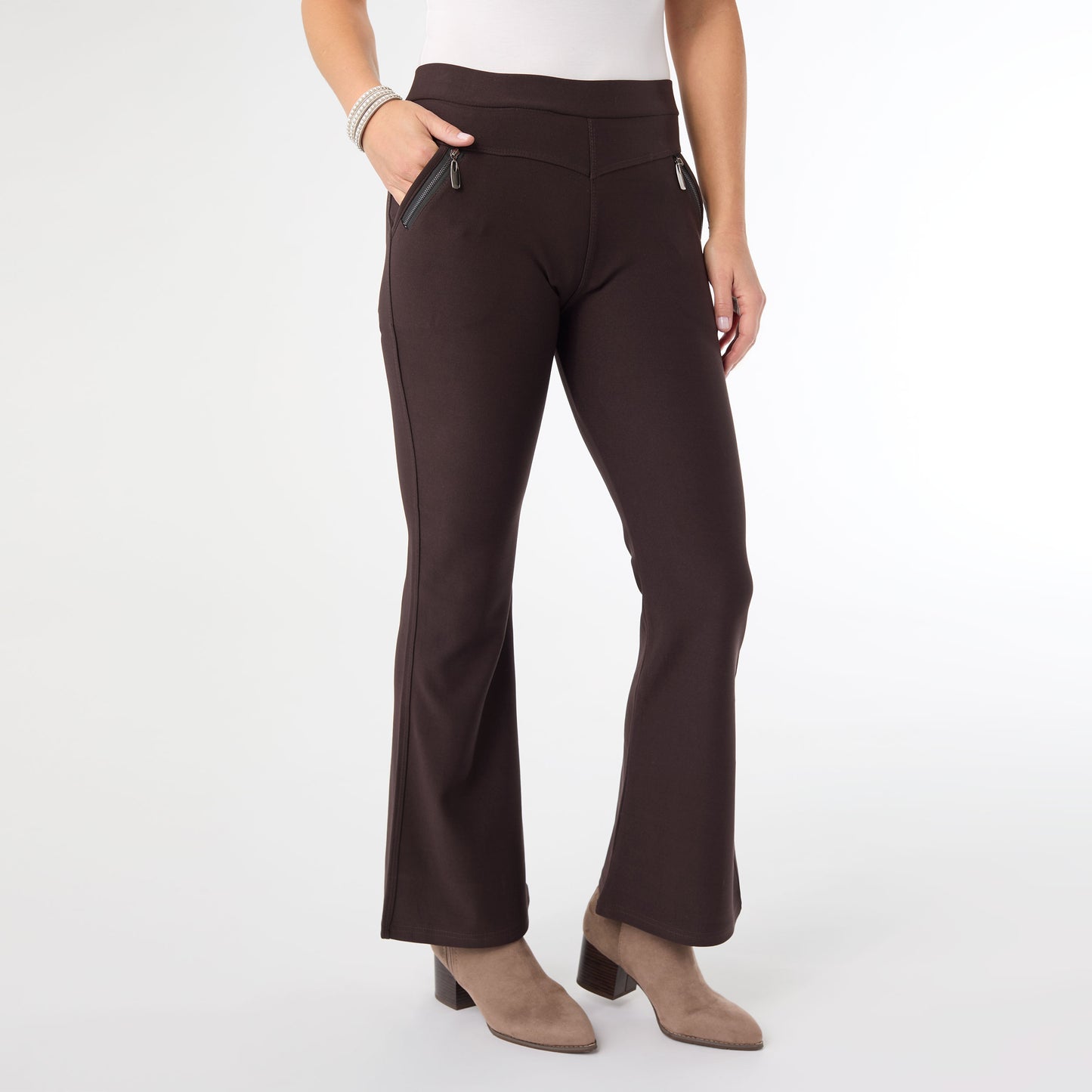 Jasmine Zip Pocket Flare Legging - Espresso XXL
