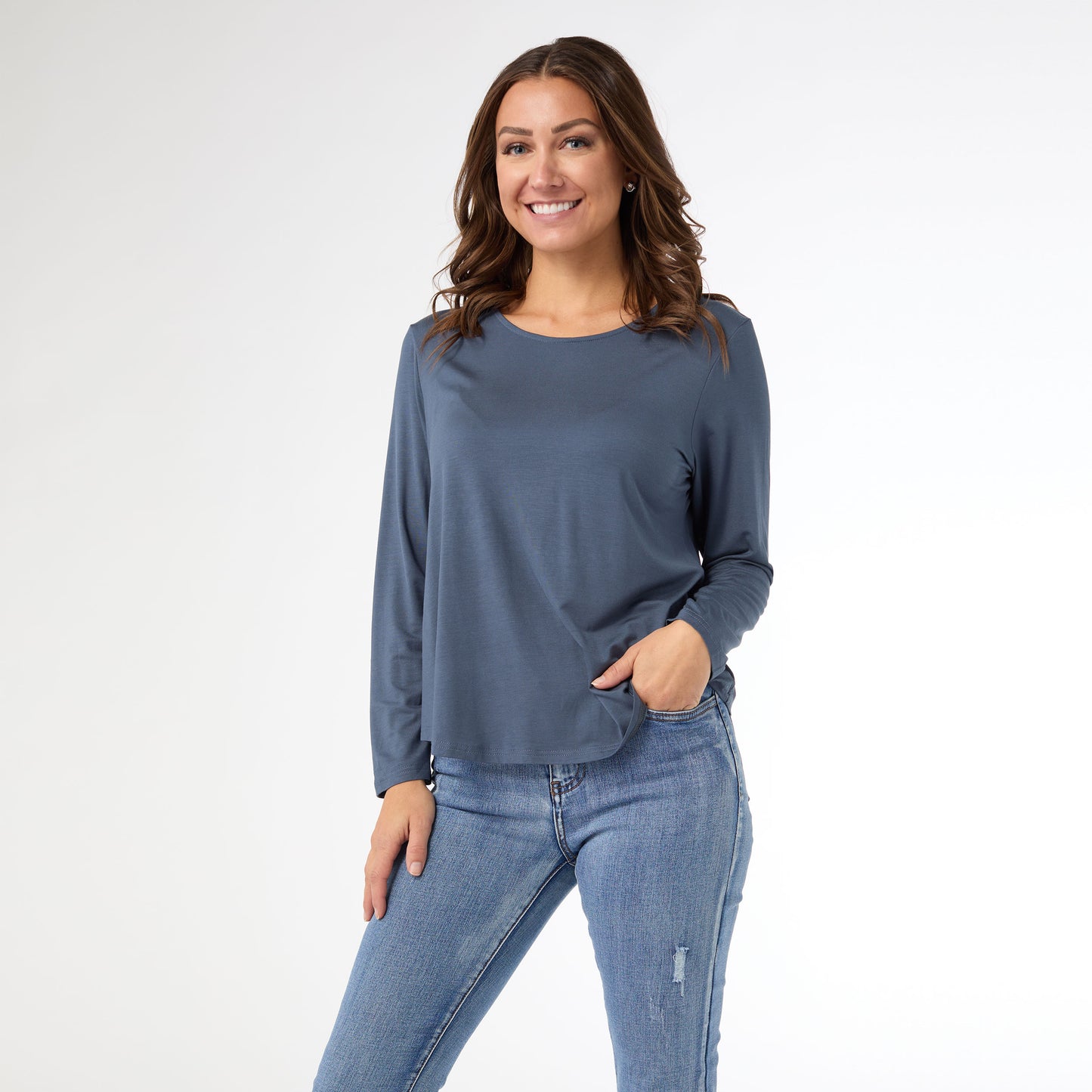 Erin Long Sleeve Tee - Ocean Denim XXL