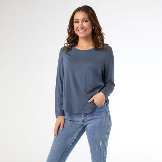 Erin Long Sleeve Tee - Ocean Denim XXL
