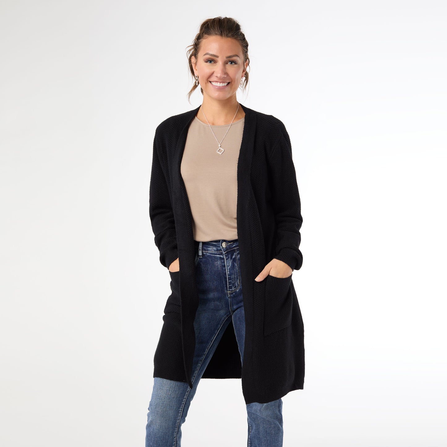 XXL - Ciana Lattice Back Cardigan with Pockets...