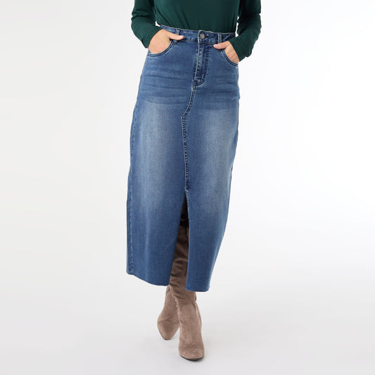 L - EverStretch Long Skirt with Front Slit...