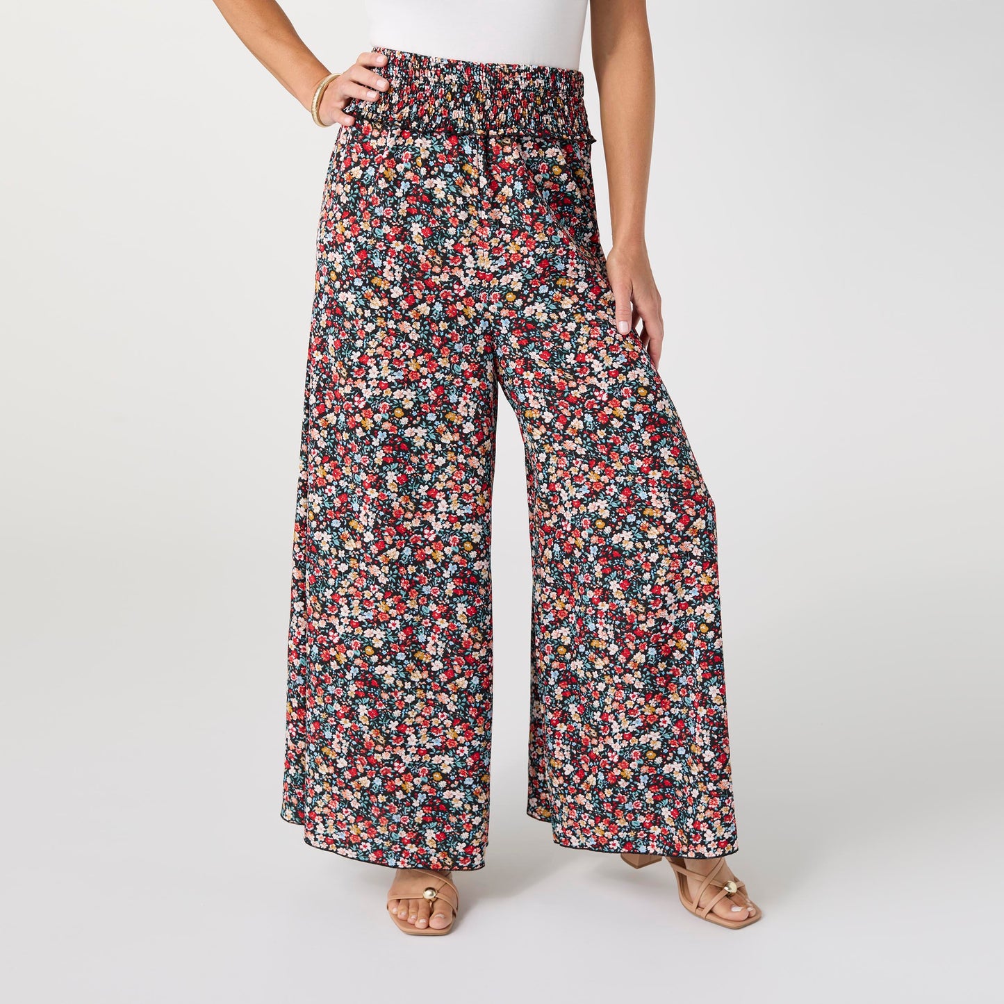 S/M - Ashley Smock Waist Flowy Wide Leg Pant...