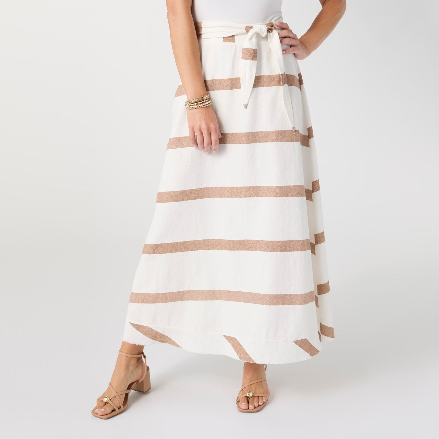 S/M - Katherine Striped Tie Waist Skirt...