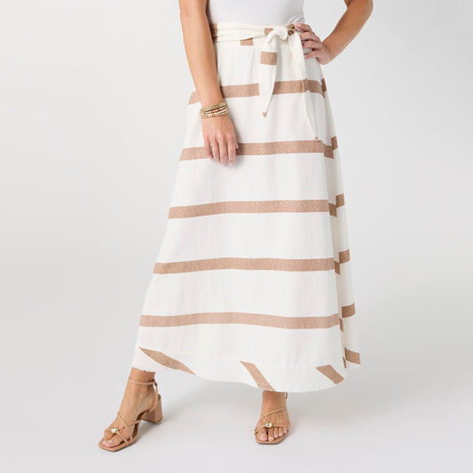 S/M - Katherine Striped Tie Waist Skirt...