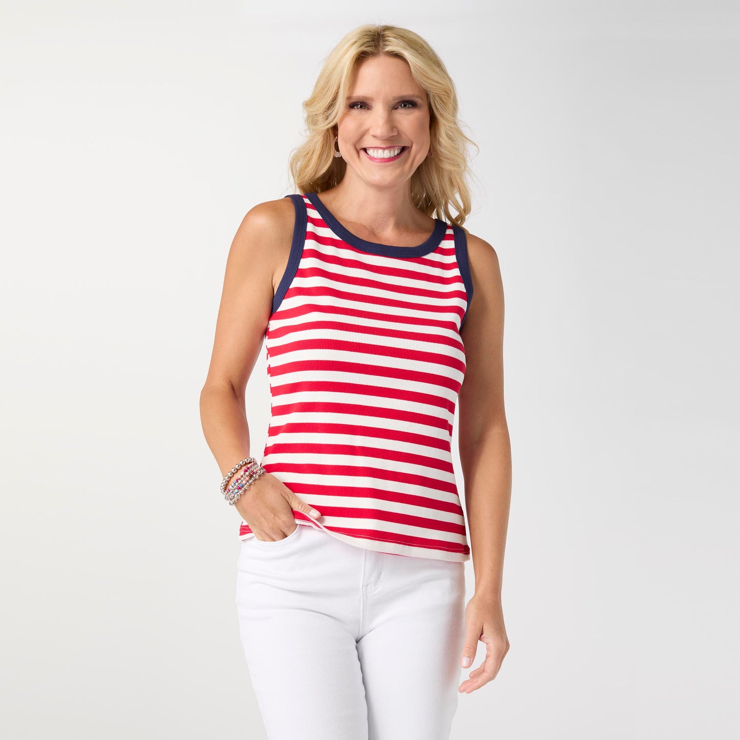 Sawyer Striped Rib Tank - Red/White S/M