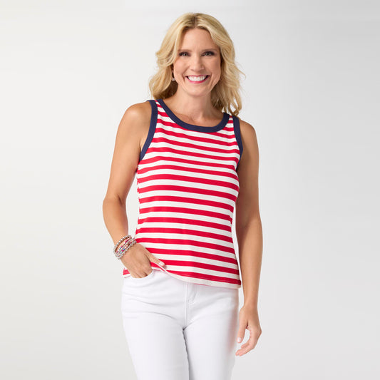 Sawyer Striped Rib Tank - Red/White S/M