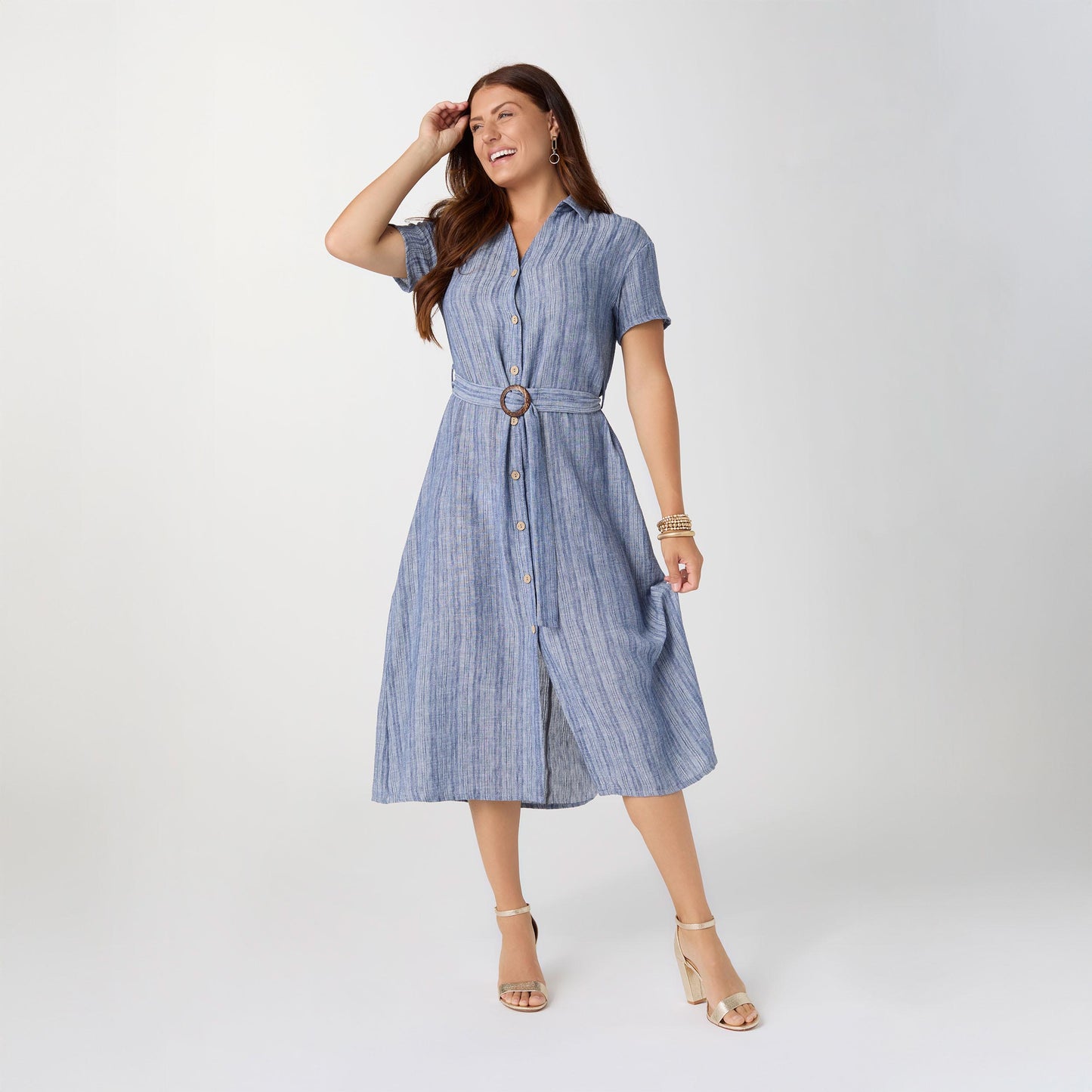 S/M - Miriam Short Sleeve Shirtdress with Belt...