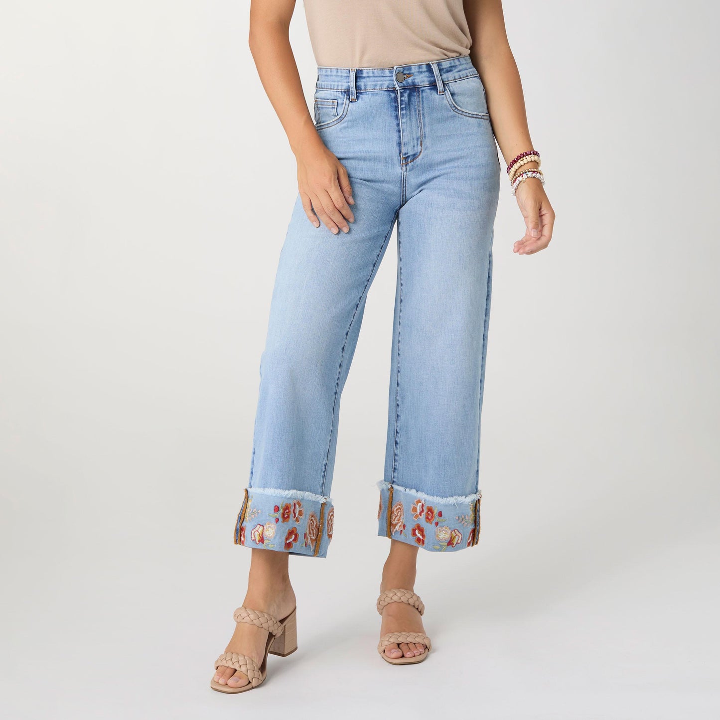 S - EverStretch Wide Leg Crop with Embroidered...