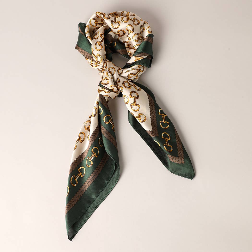 Fashion City - Satin Horsebit Print Light Weight Soft Scarf
