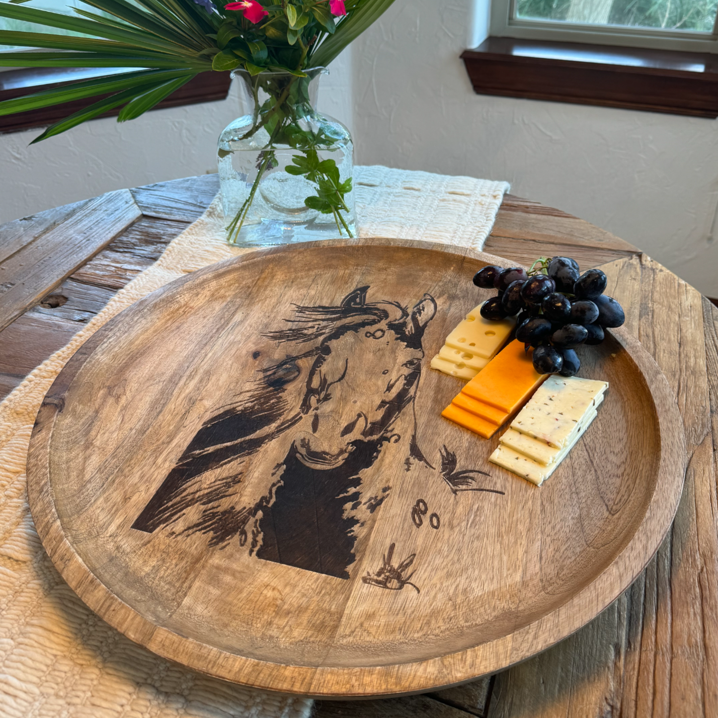 Wilco Home - "Branding Iron" Horse Bust Mango Wood Charcuterie Tray