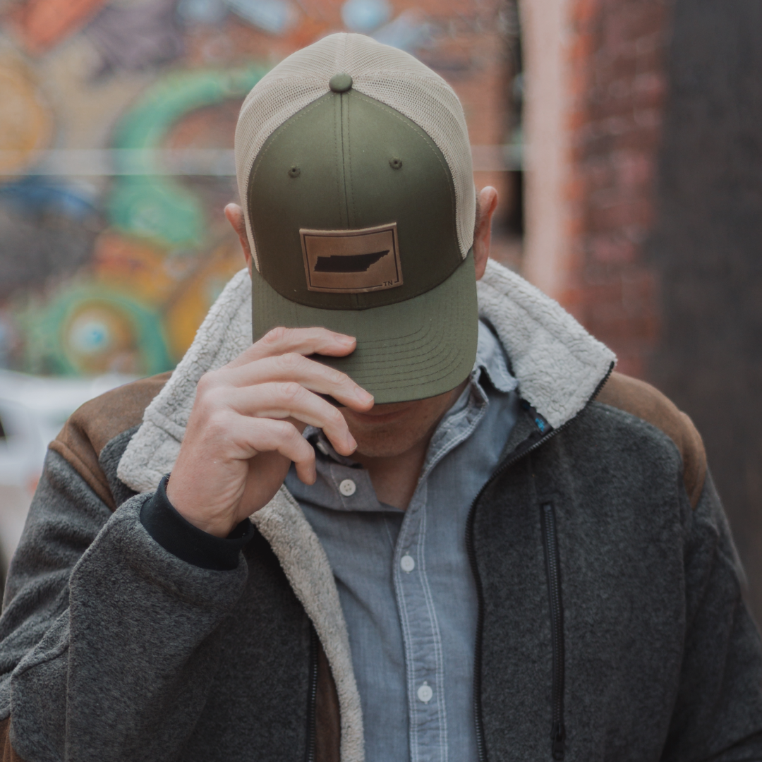 Range Leather Co. - Tennessee Silhouette Hat | Leather Patch Trucker Hat