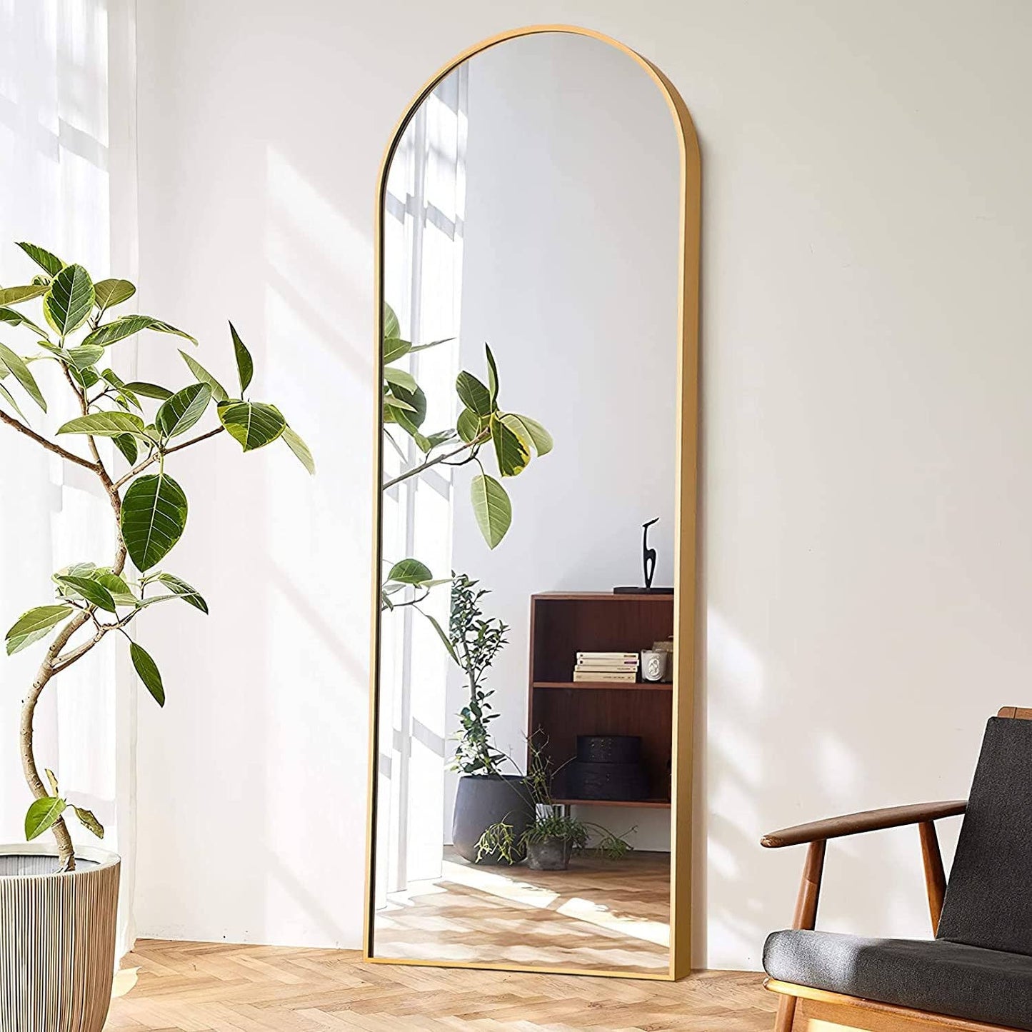 ShipItFurniture - Arched Full Length Mirror, Gold Frame