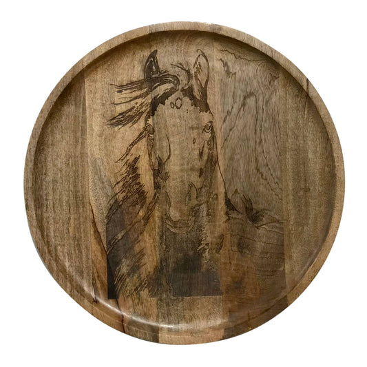 Wilco Home - "Branding Iron" Horse Bust Mango Wood Charcuterie Tray