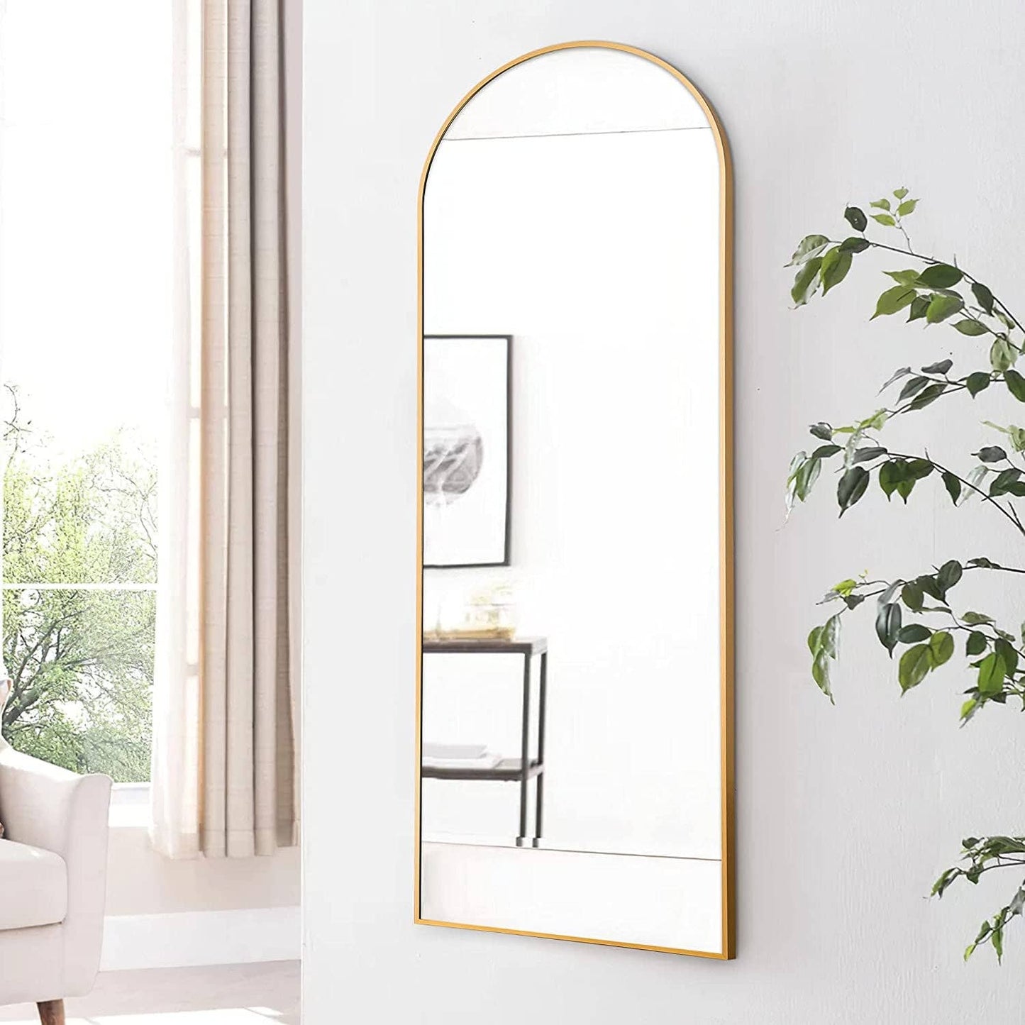 ShipItFurniture - Arched Full Length Mirror, Gold Frame