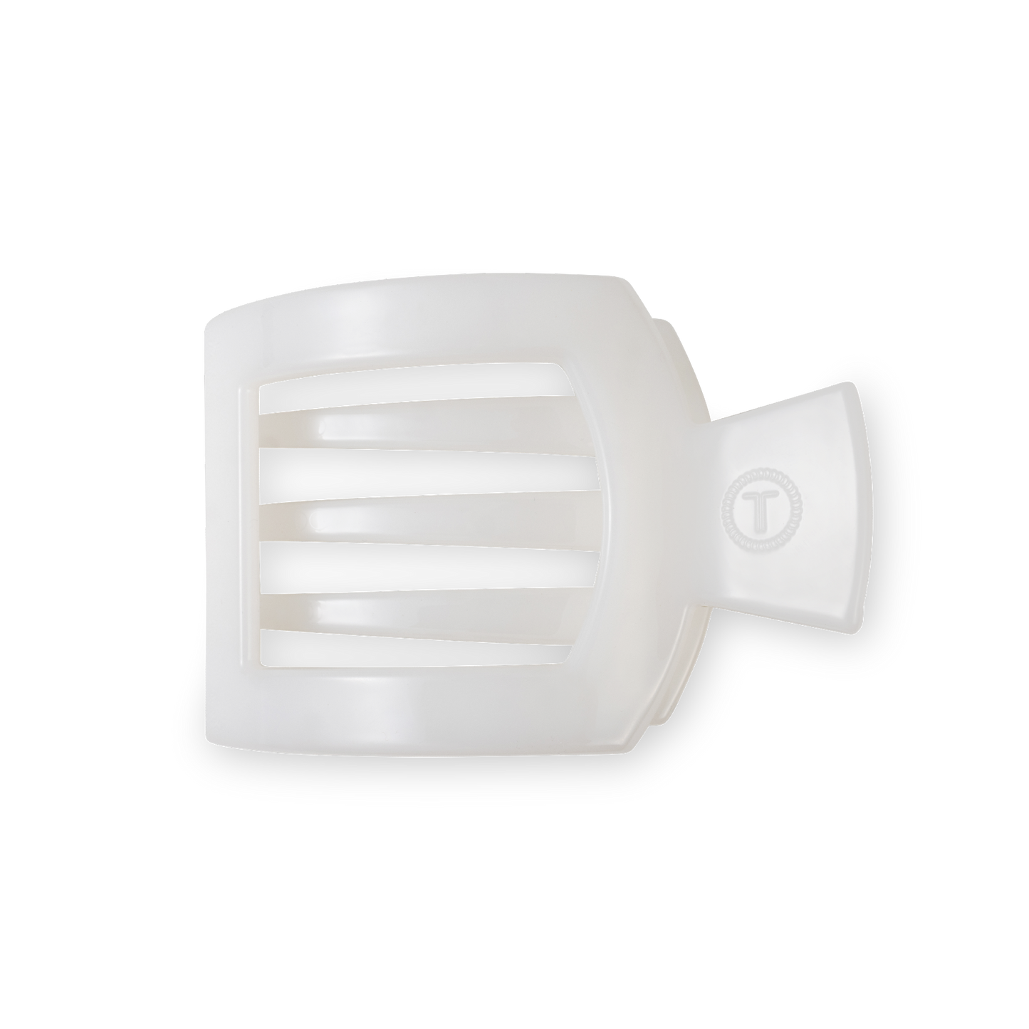 TELETIES - Square Flat Hair Clip | Small | Coconut White