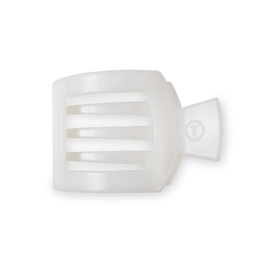 TELETIES - Square Flat Hair Clip | Small | Coconut White