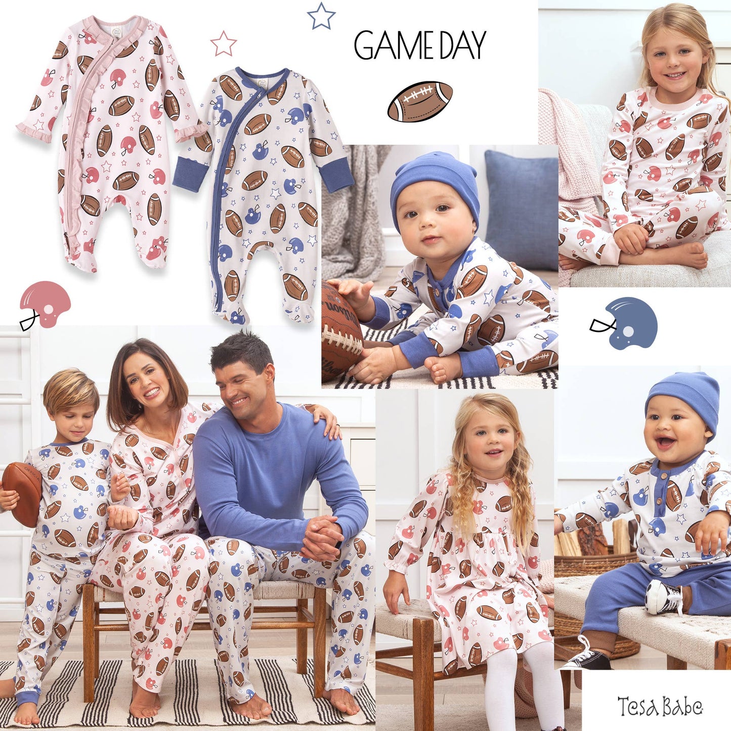 Tesa Babe - Boy's Game Day Football Bamboo Pajama Set