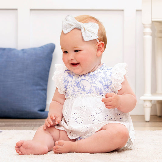 Tesa Babe - Easter Bunny Toile Eyelet Skirted Bodysuit