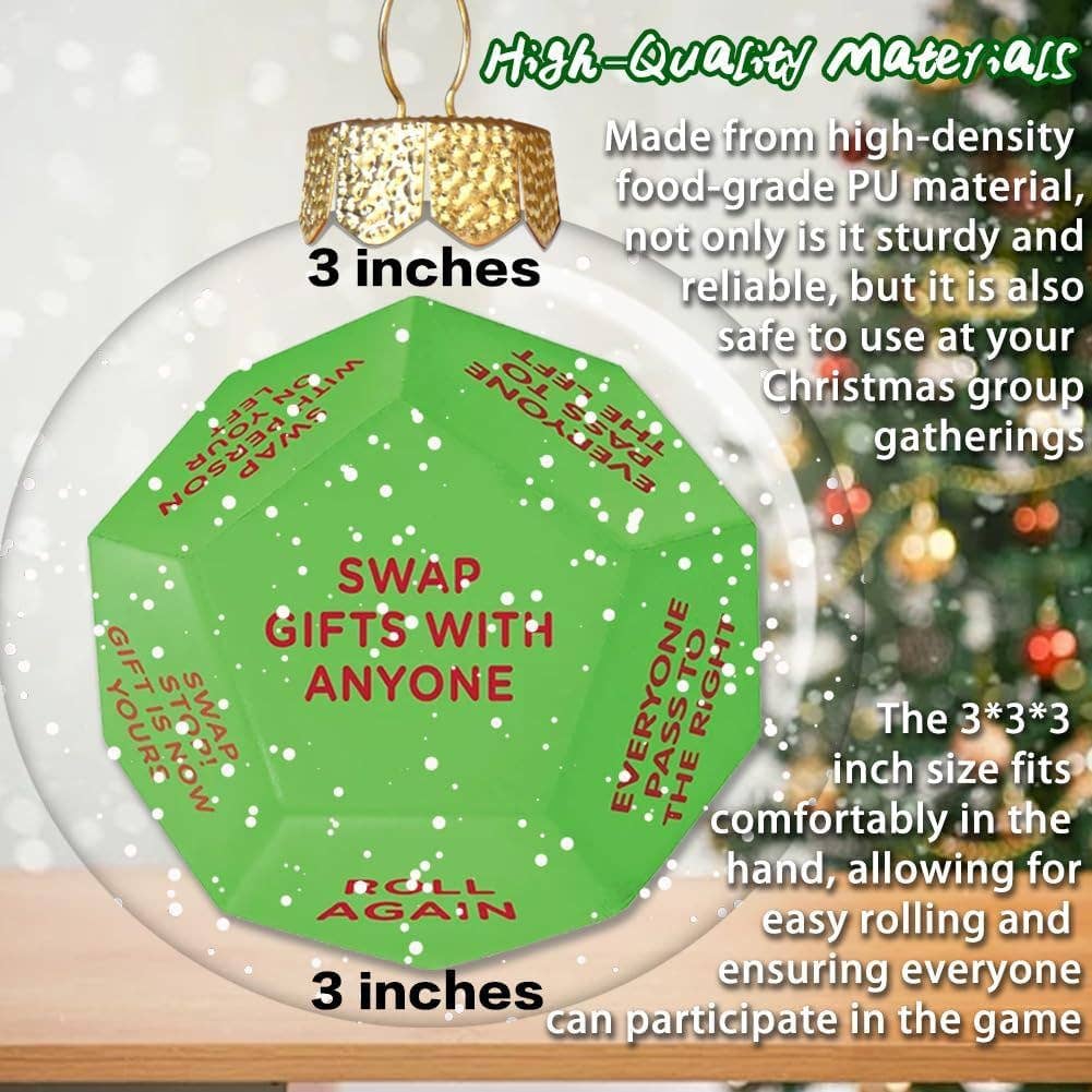 Cykapu - Santa Swap Gift Exchange Dice, 3*3in Exchange Gifts Family Game, Christmas Stockings Gift Exchange Dice Games