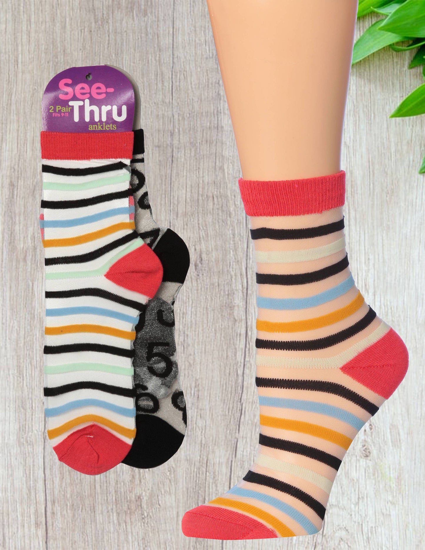 Women's Tipi Toe 2 Pack Sheer Mesh Lace Anklets Socks