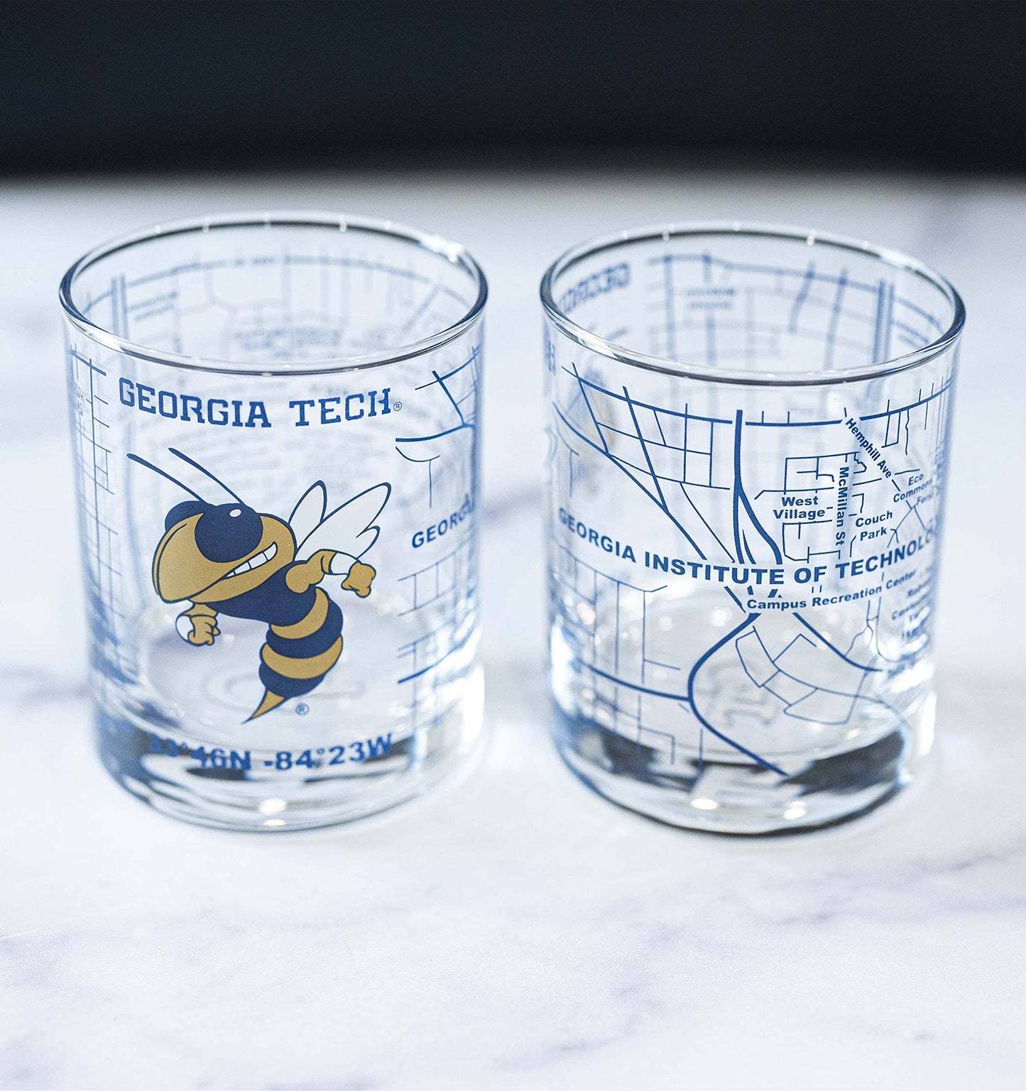 Greenline Goods - Georgia Tech Whiskey Glass Set (2 Low Ball Glasses)