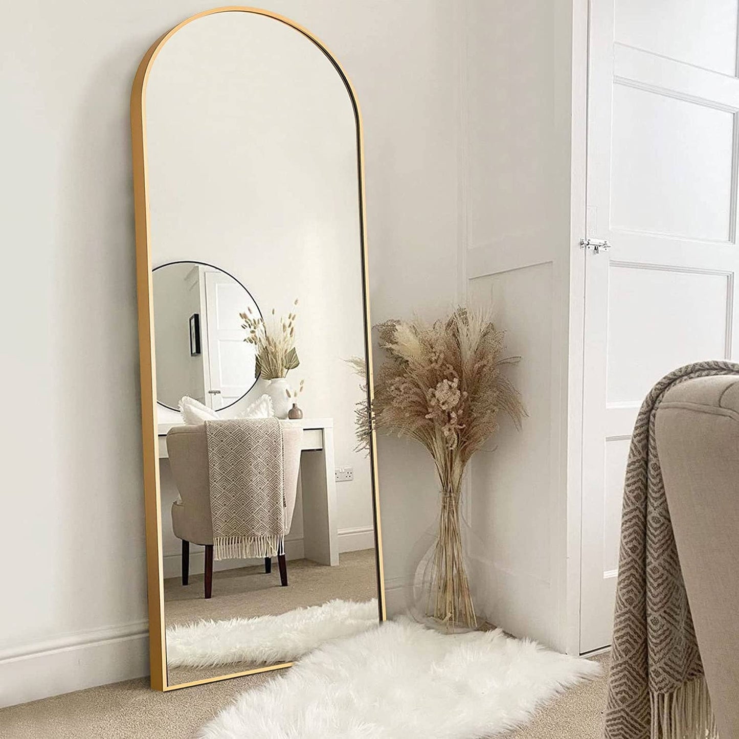 ShipItFurniture - Arched Full Length Mirror, Gold Frame