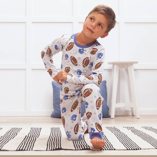 Tesa Babe - Boy's Game Day Football Bamboo Pajama Set