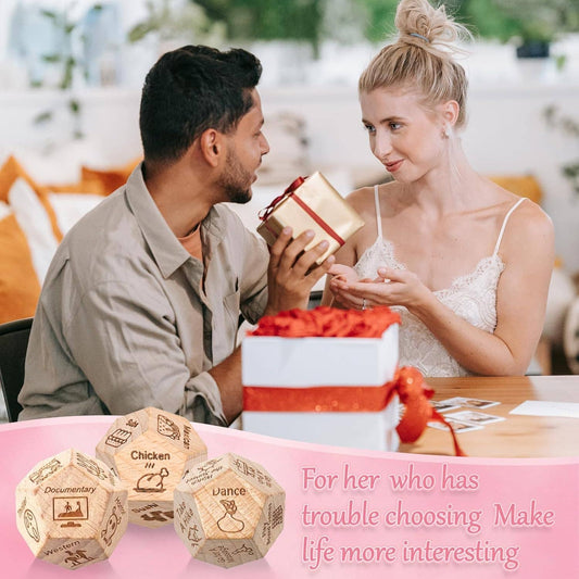 Cykapu - 3pc Dice Set for Couples, Food Dice Game Gifts for Her Him
