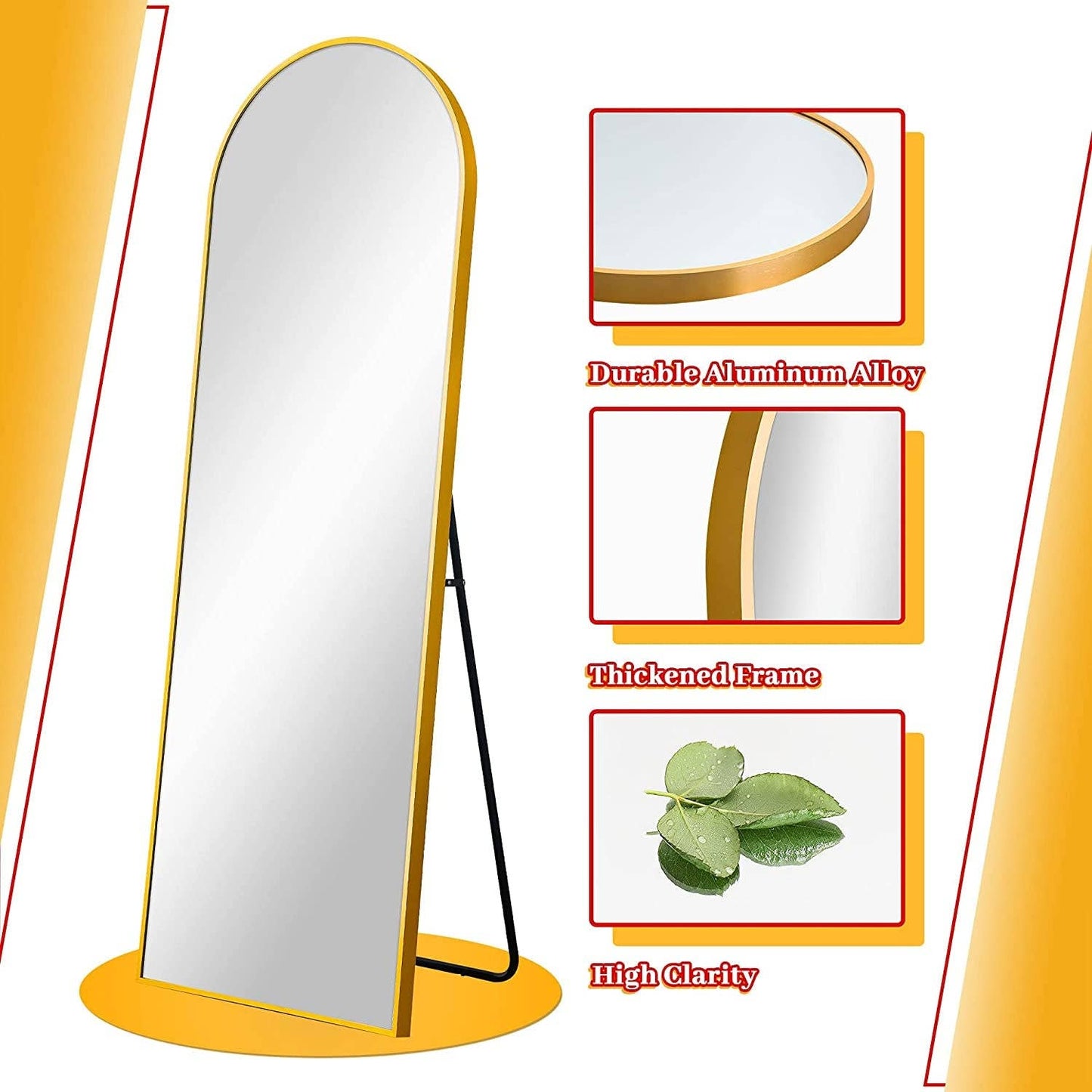 ShipItFurniture - Arched Full Length Mirror, Gold Frame