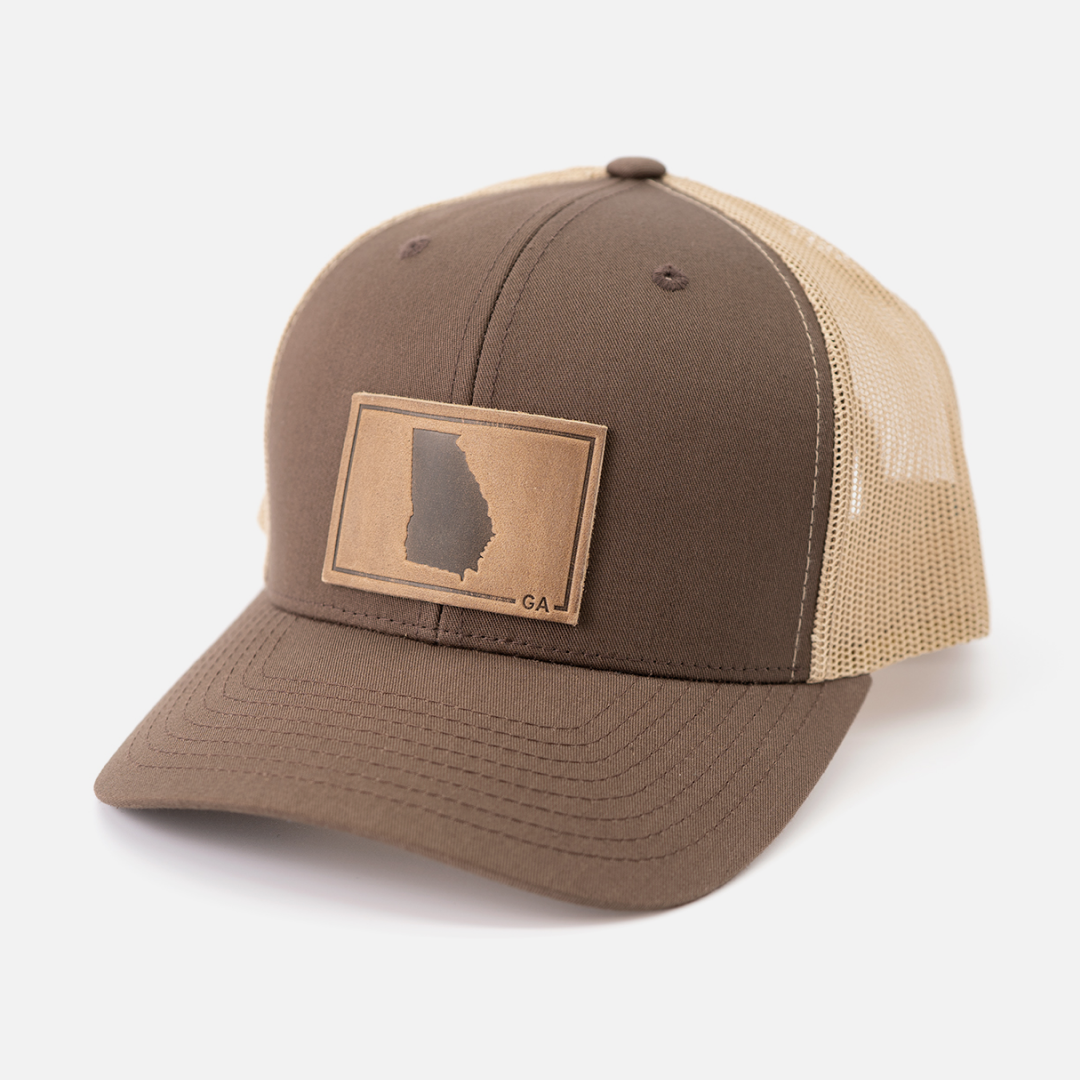 Range Leather Co. - Georgia Silhouette Hat | Leather Patch Trucker Hat