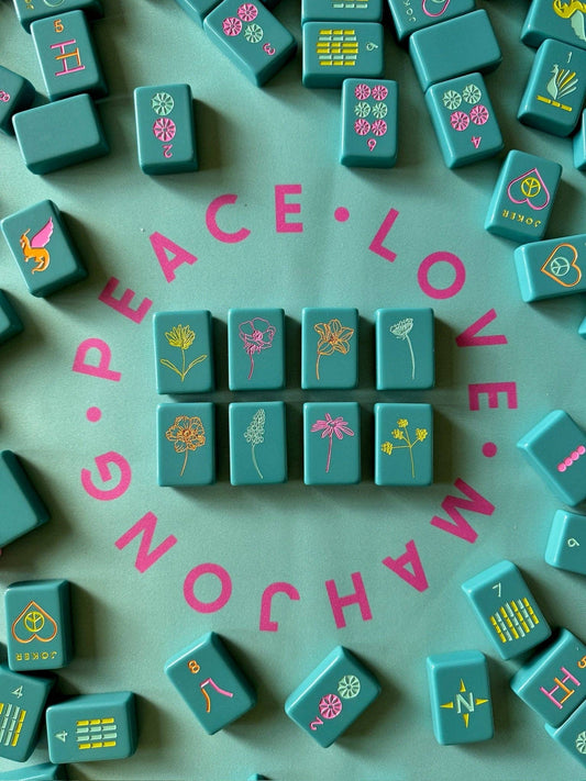 Peace Love Mahjong - OG Mahj Tiles - Totally Teal