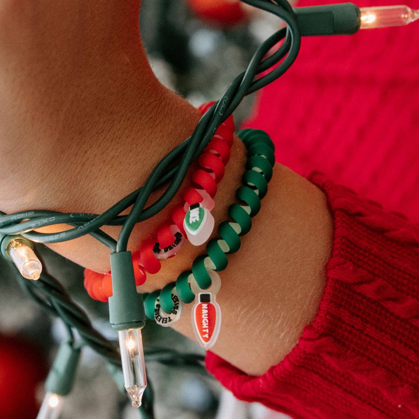 TELETIES - Spiral Hair Coils | Small | Naughty or Nice Hair Ties