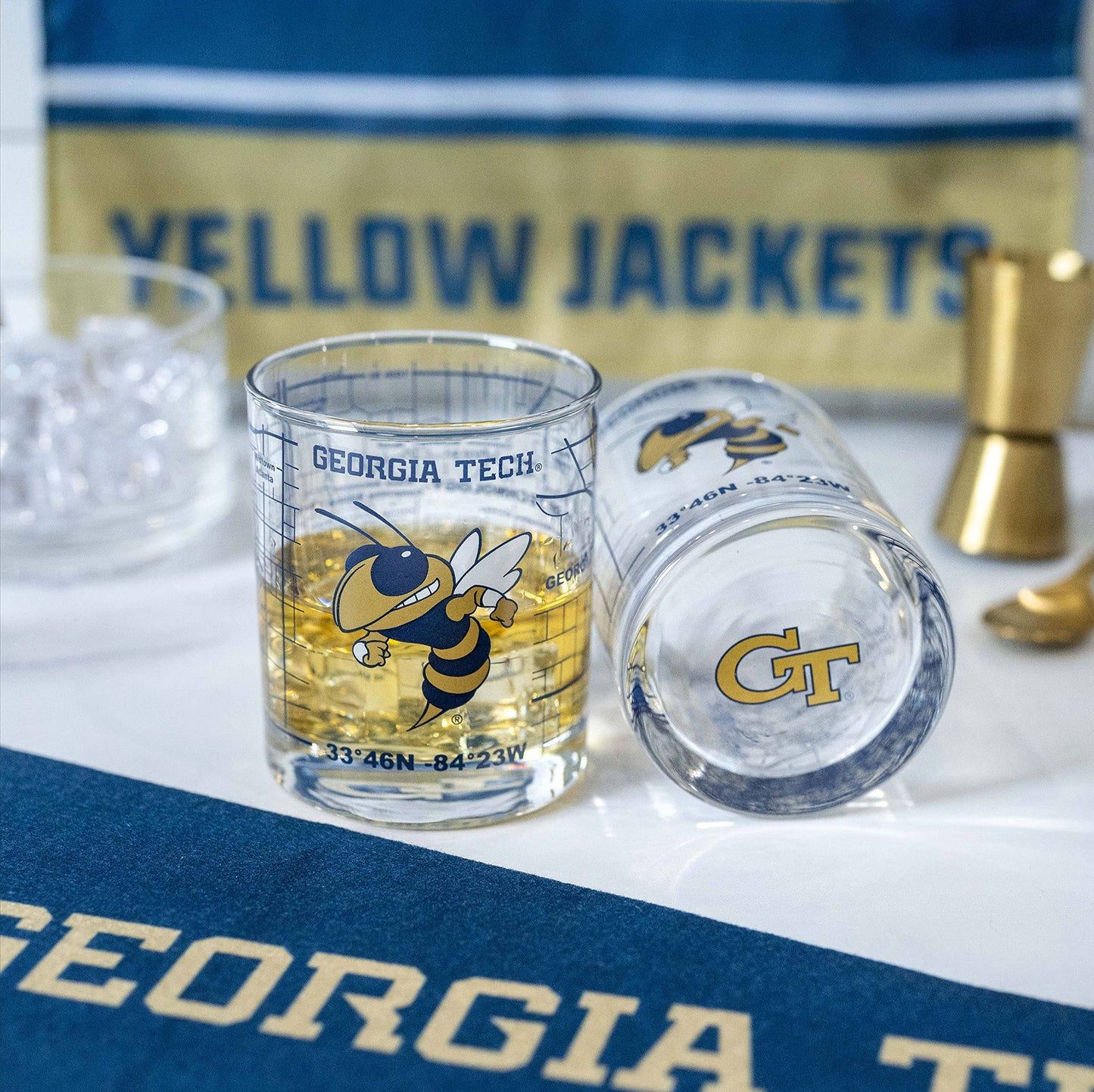 Greenline Goods - Georgia Tech Whiskey Glass Set (2 Low Ball Glasses)