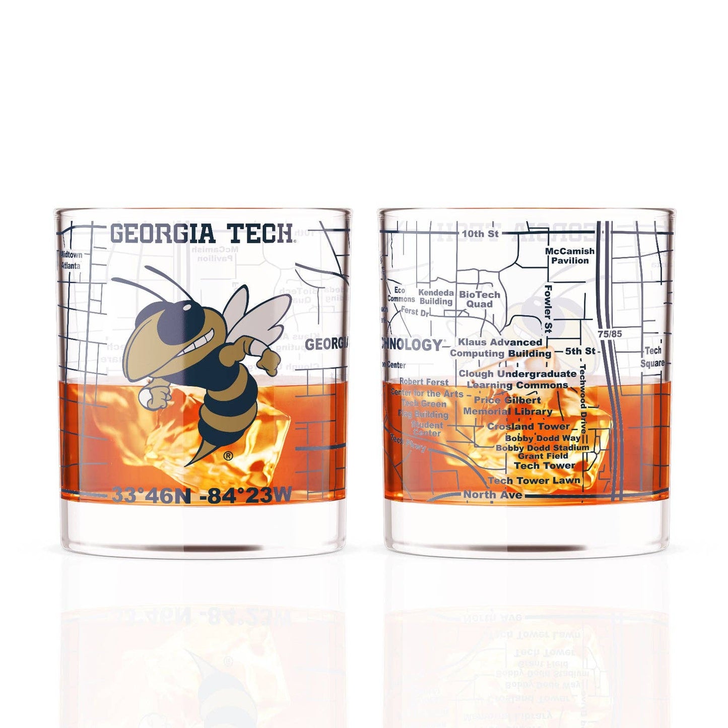 Greenline Goods - Georgia Tech Whiskey Glass Set (2 Low Ball Glasses)