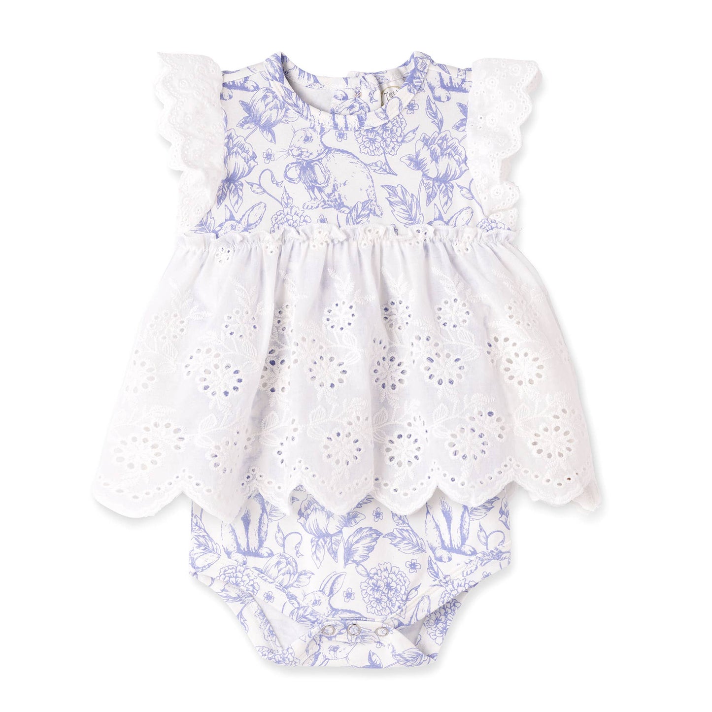 Tesa Babe - Easter Bunny Toile Eyelet Skirted Bodysuit